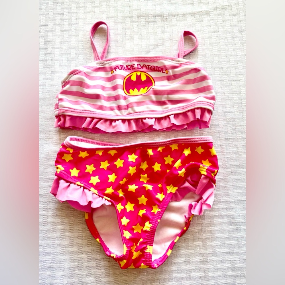 Batman Pink & Yellow‎ Toddler Bikini Swimsuit – Size 24M Superhero Style